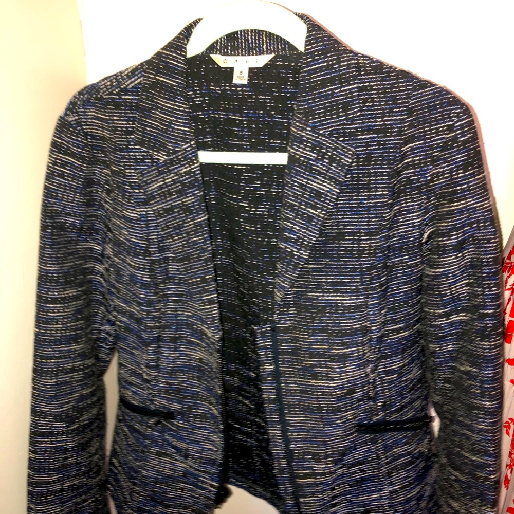 Blue black and white blazer